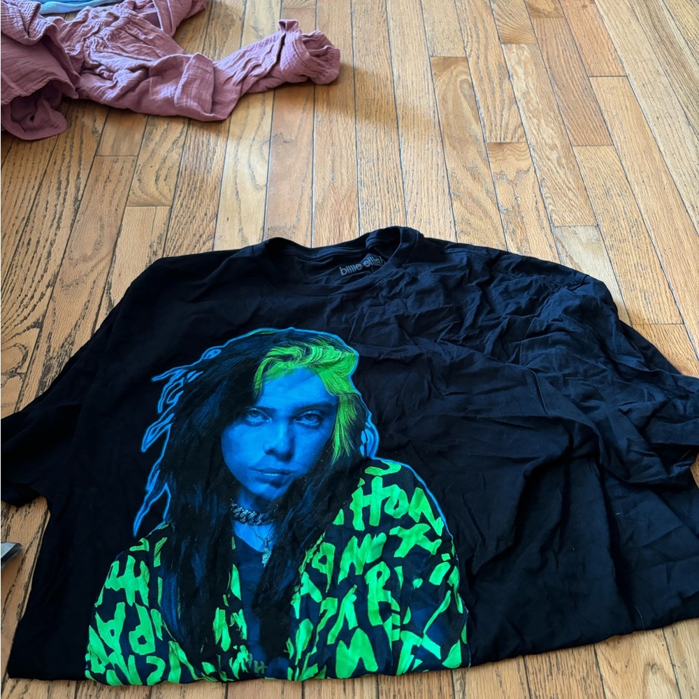 Black Billie Eilish Graphic T-Shirt with Neon Print